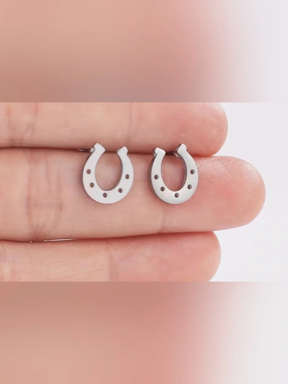 Horseshoe Stud Earrings - Gold, Silver, Black - New
